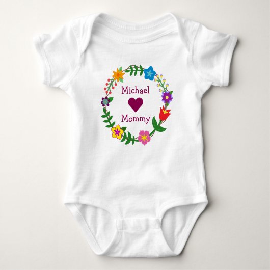Michael Hearts Mommy Elegante Blume personalisiere Baby Strampler (Vorderseite)