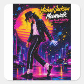 Michael Jackson Moonwalk King of Pop Retro-Tribut Quadratischer Aufkleber (Vorderseite)