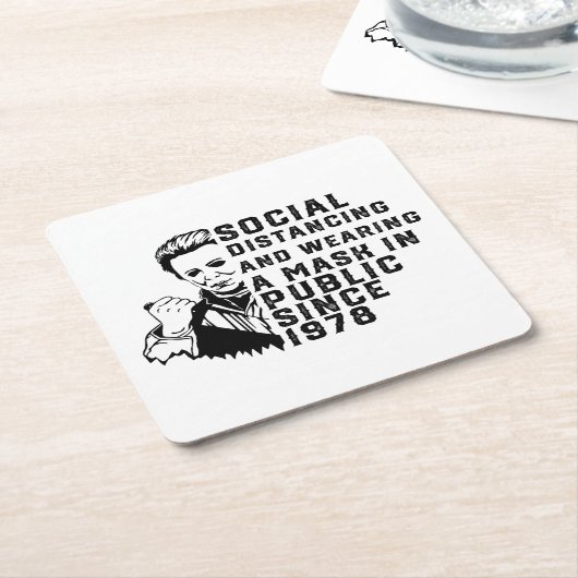 Michael Myers Social Distancing Rechteckiger Pappuntersetzer (angewinkelt)