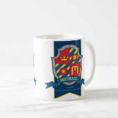 Michael Name bedeutet Ritterschutzschild Red Blue Kaffeetasse (VorderseiteRechts)
