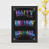 Michael - Name in Lights Grußkarte (Foto) Karte (Gelbe Blume)