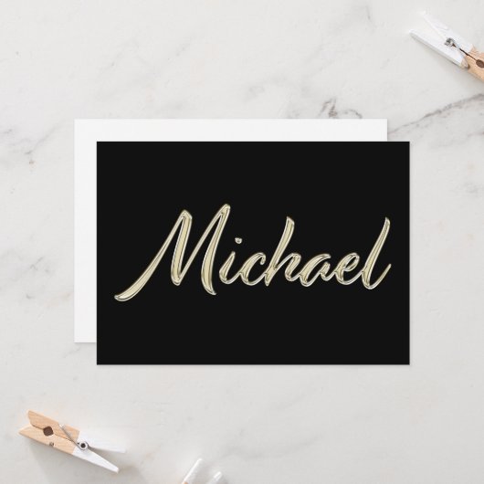 Michael Name white gold Handwriting Karte (Vorderseite/Rückseite Beispiel)