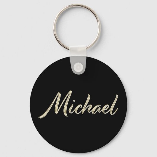 Michael Name Whitegold Button Schlüsselger Schlüsselanhänger (Vorderseite)