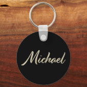 Michael Name Whitegold Button Schlüsselger Schlüsselanhänger (Vorderseite)
