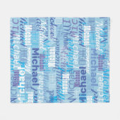 Michael Repeat Name Pattern Shades of Blue Fleecedecke (Vorderseite (Horizontal))