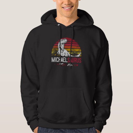 Michael Saurus Funny Personalisiert Dinosaur T Rex Hoodie (Vorderseite)