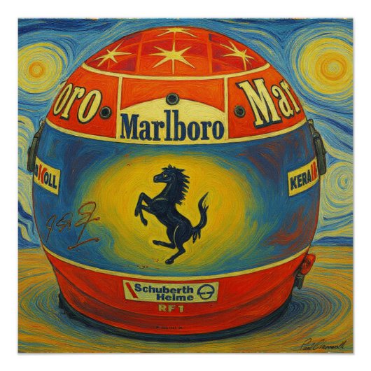 Michael Schumachers legendärer F1-Ferrari-Helm Poster (Vorderseite)