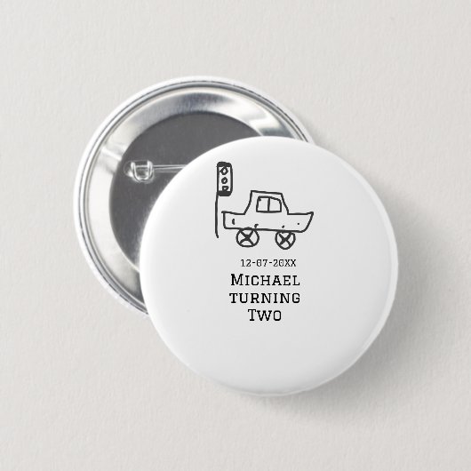 Michael turning two birthday toy car traffic light button (Vorne & Hinten)