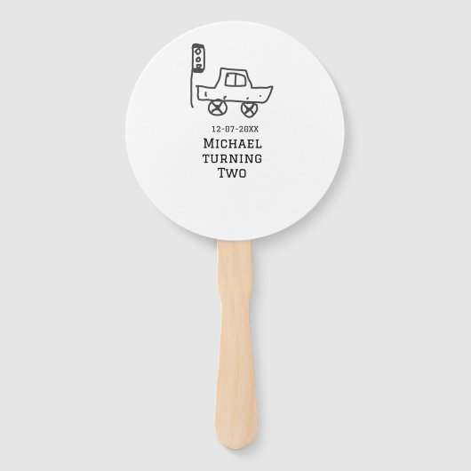 Michael turning two birthday toy car traffic light fächer (Vorderseite)