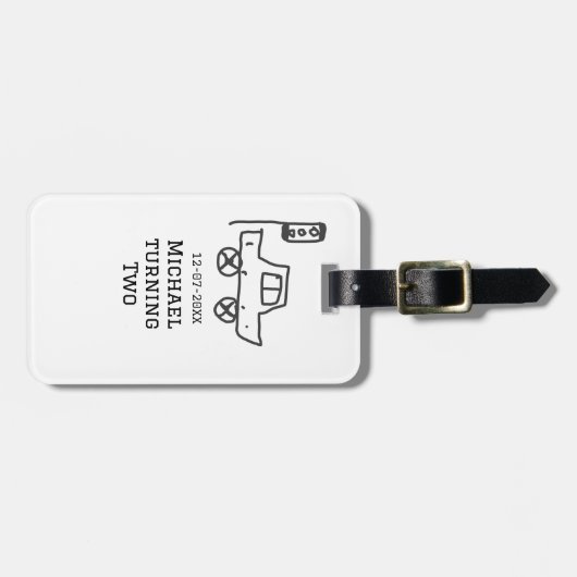 Michael turning two birthday toy car traffic light gepäckanhänger (Vorderseite horizontal)