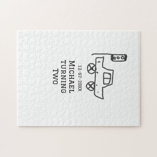 Michael turning two birthday toy car traffic light puzzle (Horizontal)