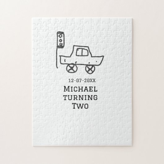 Michael turning two birthday toy car traffic light puzzle (Vertikal)