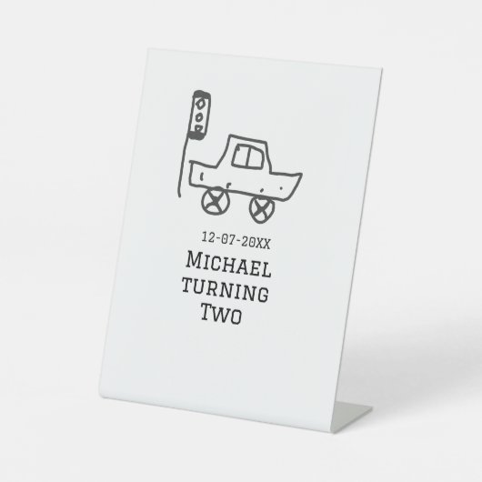 Michael turning two birthday toy car traffic light sockelschild (Vorderseite)