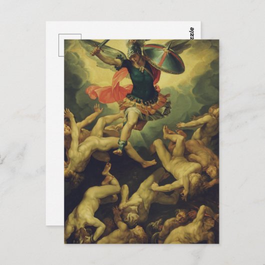 Michael und die gefallenen Engel von Giuseppe Cesa Postkarte (Vorne/Hinten)