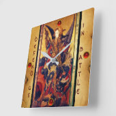 Michael Vanquishing Devil als mittelalterlicher Ri Quadratische Wanduhr (Winkel)