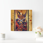 Michael Vanquishing Devil als mittelalterlicher Ri Quadratische Wanduhr (Zuhause)