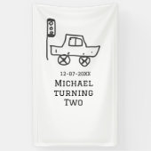 Michael wird zwei Geburtstags-Spielzeugauto-Ampel Banner (Vertikal)