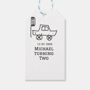Michael wird zwei Geburtstags-Spielzeugauto-Ampel Geschenkanhänger