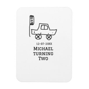 Michael wird zwei Geburtstags-Spielzeugauto-Ampel Magnet