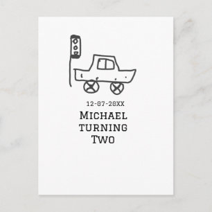 Michael wird zwei Geburtstags-Spielzeugauto-Ampel Postkarte