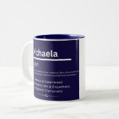 Michaela, Girl Personalized Name Definition Mug Zweifarbige Tasse (Vorderseite Links)