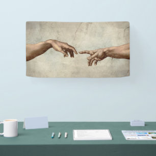 Michaelangelo gibt Schöpfung Adam God Banner