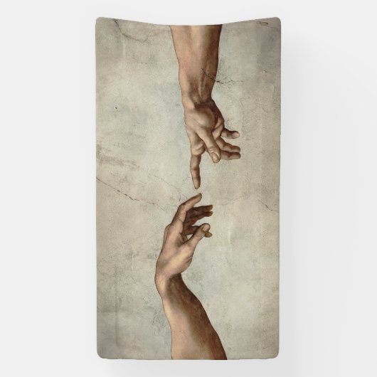 Michaelangelo gibt Schöpfung Adam God Banner (Vertikal)