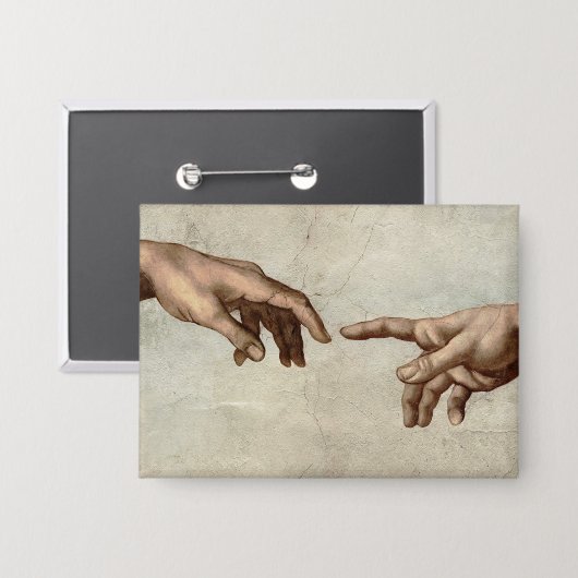 Michaelangelo gibt Schöpfung Adam God Button (Vorderseite/Rückseite)