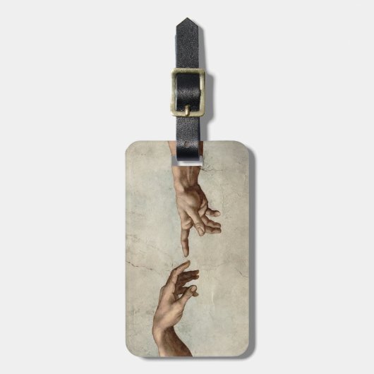 Michaelangelo gibt Schöpfung Adam God Gepäckanhänger (Vorderseite vertikal)