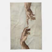 Michaelangelo gibt Schöpfung Adam God Geschirrtuch (Vertikal)
