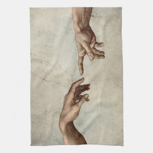 Michaelangelo gibt Schöpfung Adam God Geschirrtuch (Vertikal)