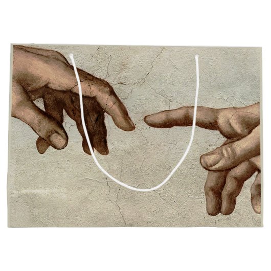 Michaelangelo gibt Schöpfung Adam God Große Geschenktüte (Rückseite)