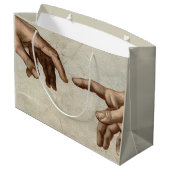 Michaelangelo gibt Schöpfung Adam God Große Geschenktüte (Rückseite Schrägansicht)