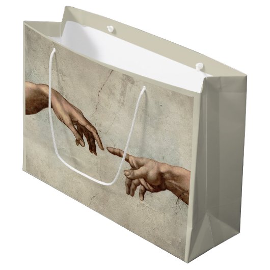 Michaelangelo gibt Schöpfung Adam God Große Geschenktüte (Vorderseite Schrägansicht)