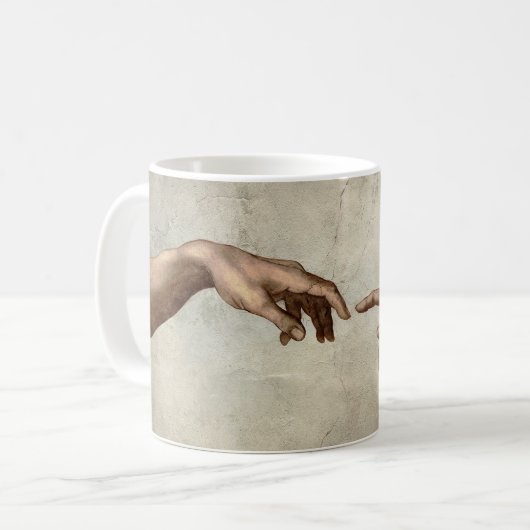 Michaelangelo gibt Schöpfung Adam God Kaffeetasse (Vorderseite Links)