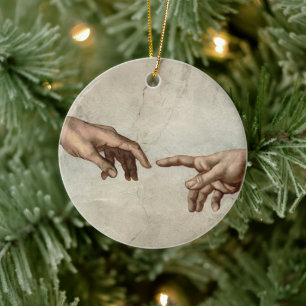 Michaelangelo gibt Schöpfung Adam God Keramik Ornament