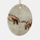Michaelangelo gibt Schöpfung Adam God Keramik Ornament (Rechts)