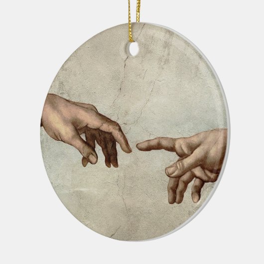 Michaelangelo gibt Schöpfung Adam God Keramik Ornament (Links)