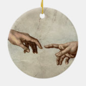 Michaelangelo gibt Schöpfung Adam God Keramik Ornament (Hinten)