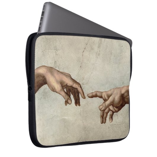 Michaelangelo gibt Schöpfung Adam God Laptopschutzhülle (Vorne Rechts)