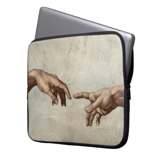 Michaelangelo gibt Schöpfung Adam God Laptopschutzhülle (Vorderseite Links)