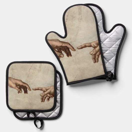 Michaelangelo gibt Schöpfung Adam God Ofenhandschuh & Topflappen-Set (Vorderseite/Rückseite)