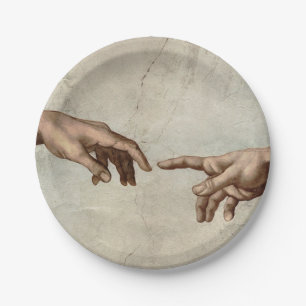 Michaelangelo gibt Schöpfung Adam God Pappteller