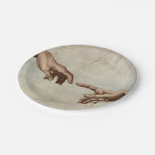 Michaelangelo gibt Schöpfung Adam God Pappteller (Schrägansicht)