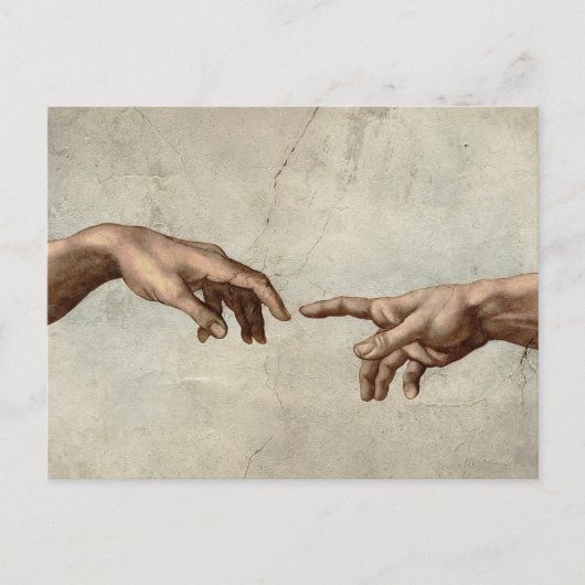 Michaelangelo gibt Schöpfung Adam God Postkarte (Vorderseite)
