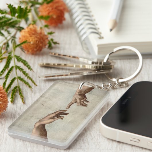 Michaelangelo gibt Schöpfung Adam God Schlüsselanhänger (Vorderseite rechts)