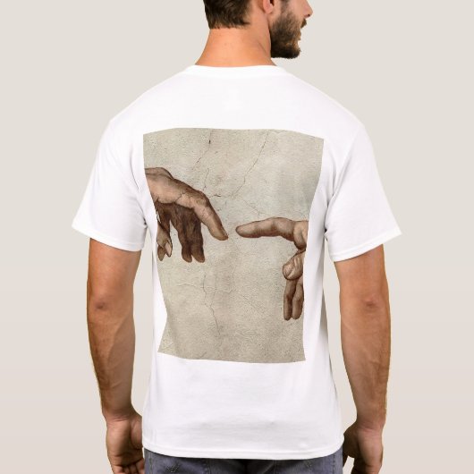 Michaelangelo gibt Schöpfung Adam God T-Shirt (Rückseite)