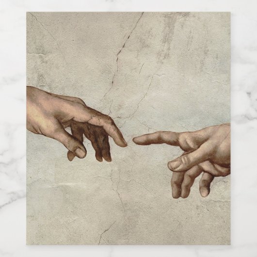 Michaelangelo gibt Schöpfung Adam God Weinetikett (Einzelnes Label)