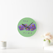 Michaelmas Daisy Cust. grüne Acrylmauer Runde Wanduhr (Zuhause)