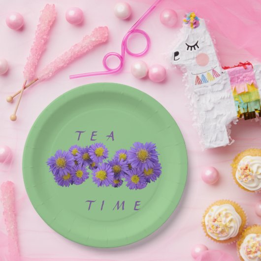 Michaelmas Daisy Cust Grünpapierplatte Pappteller (Party)